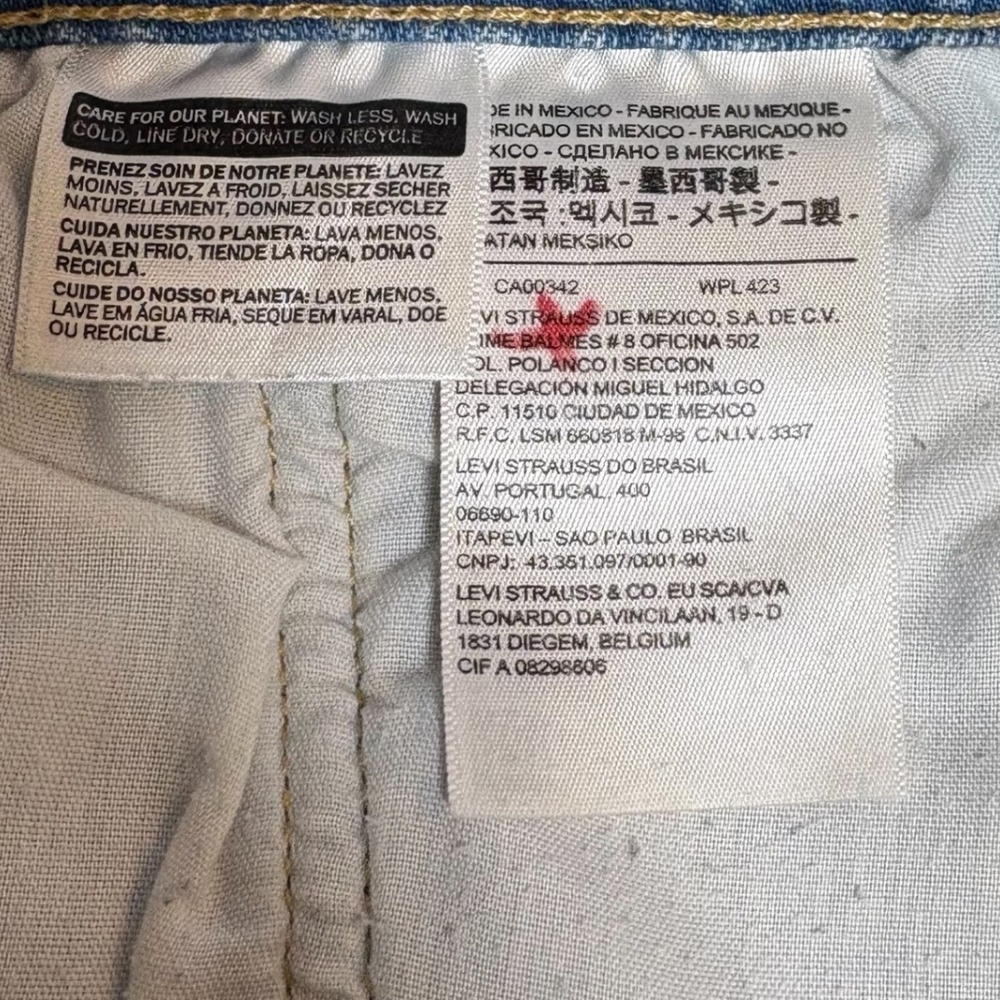 Levi's 501 Denim High Rise Cutoff Shorts All Over Logo Print Frayed Hem Size 29 - Picture 9 of 10